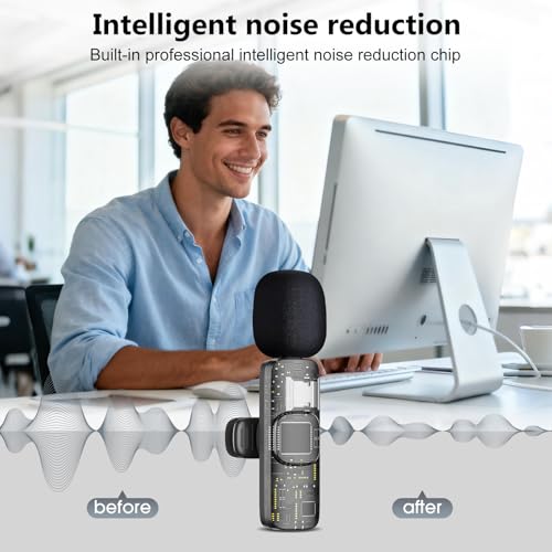 wireless lavalier microphone, suitable iPhone/Android phones/cameras/computers/four (5)