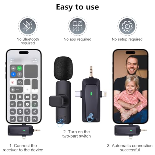 wireless lavalier microphone, suitable iPhone/Android phones/cameras/computers/four (6)