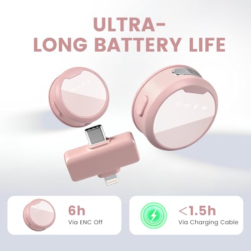 Wireless Lavalier Microphones iPhone/Android/iPad, Mini Noise Reduction, 2.4GHz, (4)