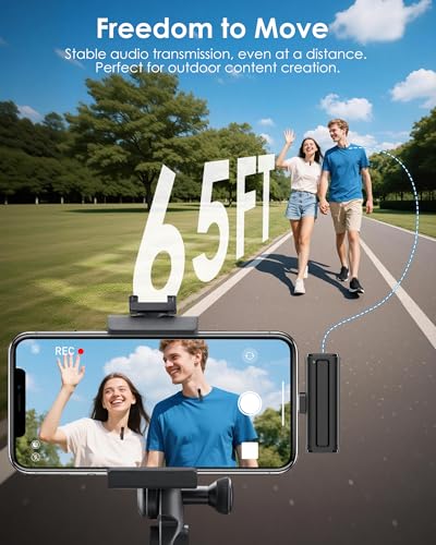 Wireless Mini Microphone iPhone, iPad, Android, 2 Pack Lavalier Mic 360° Rotatable Clip, Plug Play (6)
