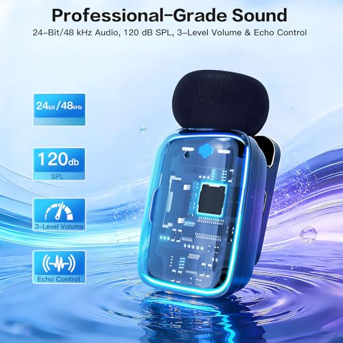 ZealSound Mini Microphone, Wireless Lavalier Mic iPhone/iPad/Android, Noise Reduction, 33H Battery (2)