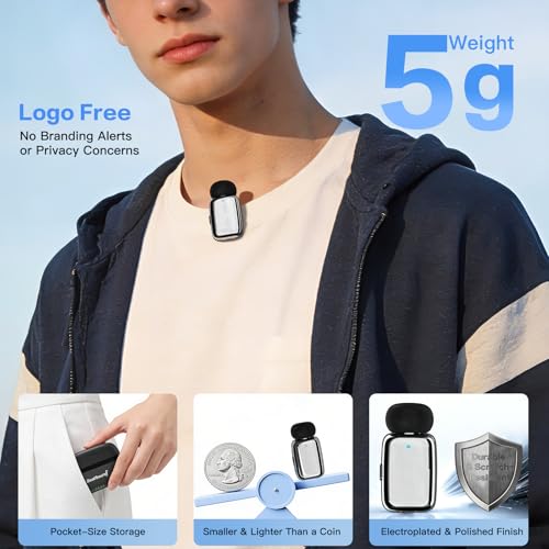 ZealSound Mini Microphone, Wireless Lavalier Mic iPhone/iPad/Android, Noise Reduction, 33H Battery (4)